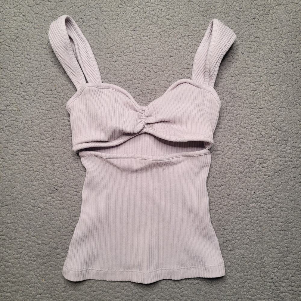 Agolde Tank Top Small Frosting Isla Cut Out Ruched Ribbed Bustier Pastel Y2K - Picture 2 of 6